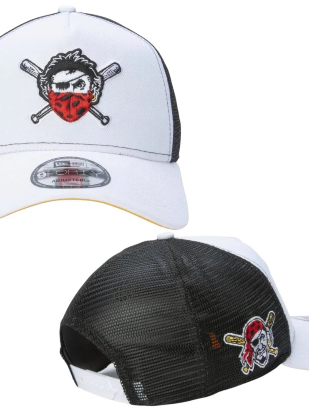 New Era Pittsburg Pirates 9FORTY Trucker Hat Cap Pirate Side Patch